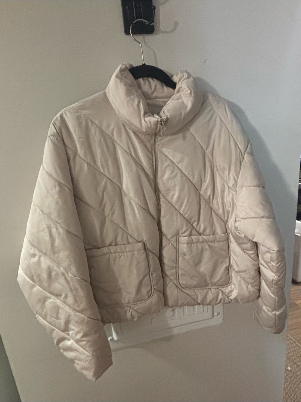 Zara Women's Quilted Puffer Jacket - Off White/Cream